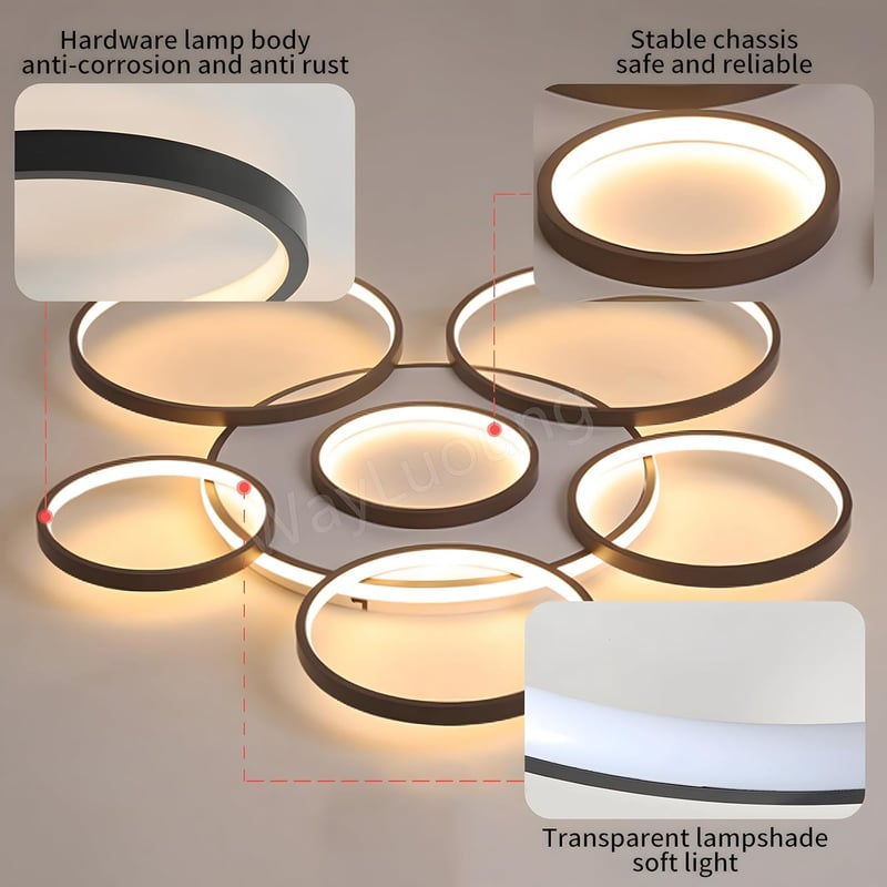 WayLuoung LED mennyezeti lámpa 7 körös 110 cm dimmelhető távirányítóval