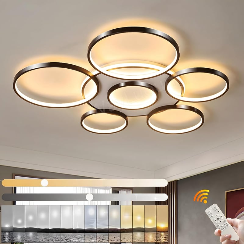 WayLuoung LED mennyezeti lámpa 7 körös 110 cm dimmelhető távirányítóval