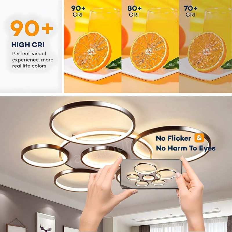 WayLuoung LED mennyezeti lámpa 7 körös 110 cm dimmelhető távirányítóval