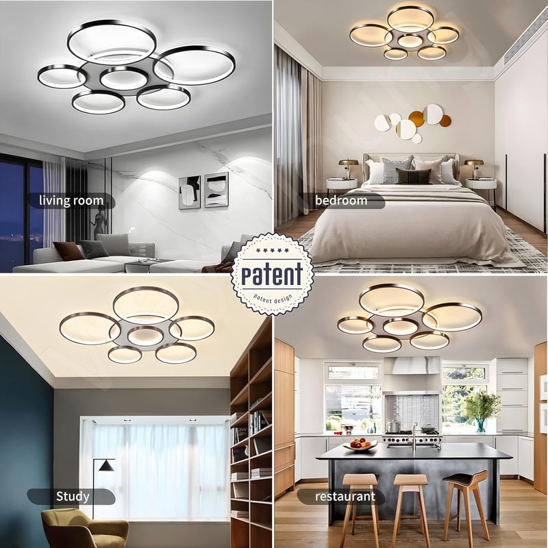 WayLuoung LED mennyezeti lámpa 7 körös 110 cm dimmelhető távirányítóval