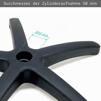 Waytex čierna 5-ramenná základňa kancelárskej stoličky, nylon, pre 300 mm piest s 50 mm zdvihom 3