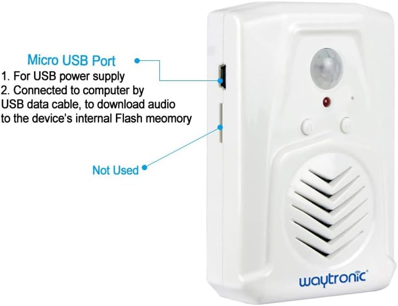 Waytronic Microsound V22 Mini Hangszóró PIR Mozgásérzékelővel - MP3 Lejátszó Halloween Zenékhez, USB Letöltési Funkcióval, Fekete