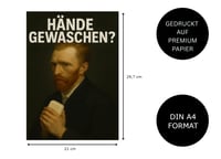 WBdesignz Vtipný kúpeľňový plagát Vincent van Gogh so mydlom "Umyl si si ruky?" Humorná hygiena — pokrčený (stav: pozri 2. obrázok) 3