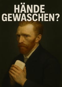 WBdesignz Vtipný kúpeľňový plagát Vincent van Gogh so mydlom "Umyl si si ruky?" Humorná hygiena — pokrčený (stav: pozri 2. obrázok) 1