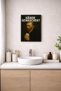 WBdesignz Vtipný kúpeľňový plagát Vincent van Gogh so mydlom "Umyl si si ruky?" Humorná hygiena — pokrčený (stav: pozri 2. obrázok) 4
