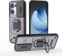 WBWONE Oppo Reno 13 5G tok TPU PC ütésálló ujjgyűrűs állvánnyal és csúszós kamera fedéllel lila 1
