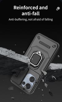 WBWONE Oppo Reno 13 5G tok TPU PC ütésálló ujjgyűrűs állvánnyal és csúszós kamera fedéllel lila 7