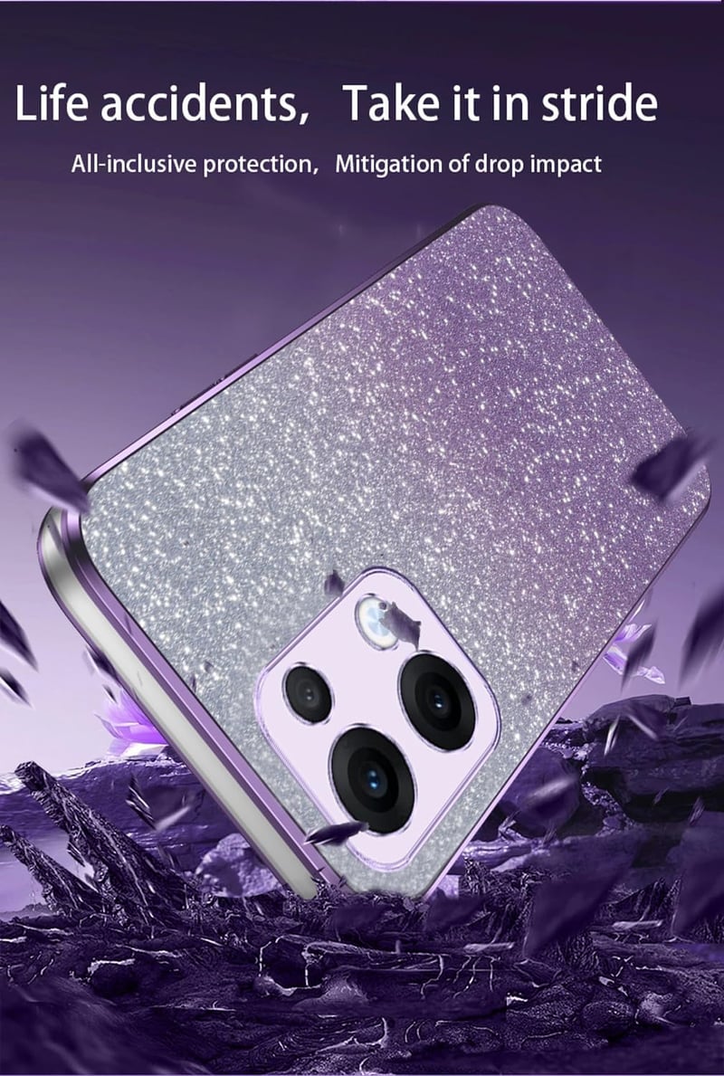 WBWONE Oppo Reno 13 5G ütésálló pink telefon tok csillogó díszmatricával, ezüstözött peremmel