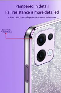 WBWONE Oppo Reno 13 5G ütésálló pink telefon tok csillogó díszmatricával, ezüstözött peremmel 4