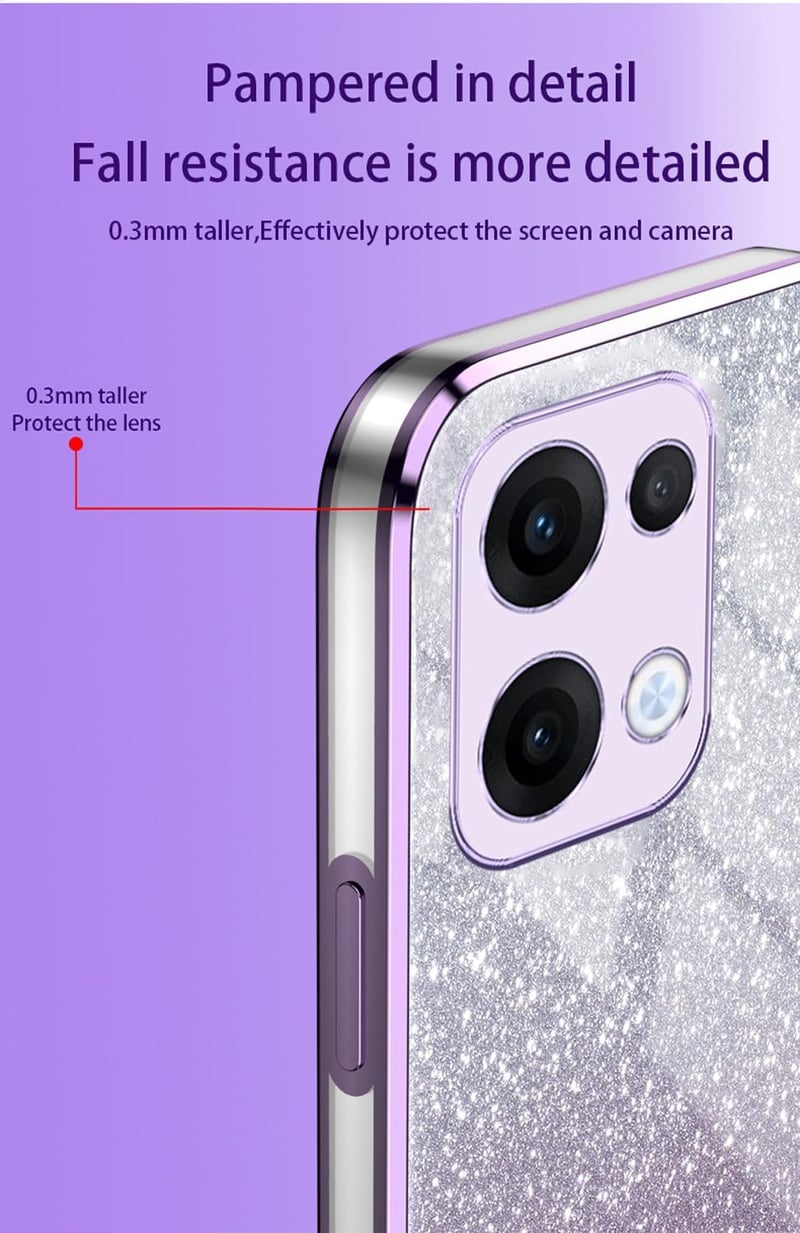 WBWONE Oppo Reno 13 5G ütésálló pink telefon tok csillogó díszmatricával, ezüstözött peremmel