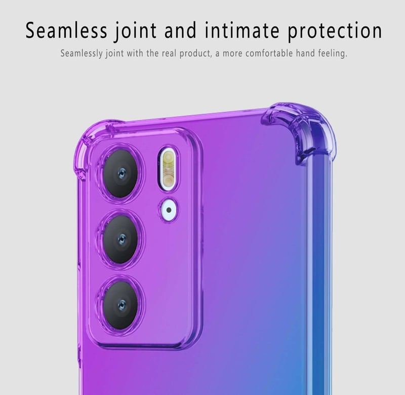 WBWONE Realme C75 4G átlátszó vékony TPU szilikon tok pink-lila színátmenettel, ütésálló védő bumper
