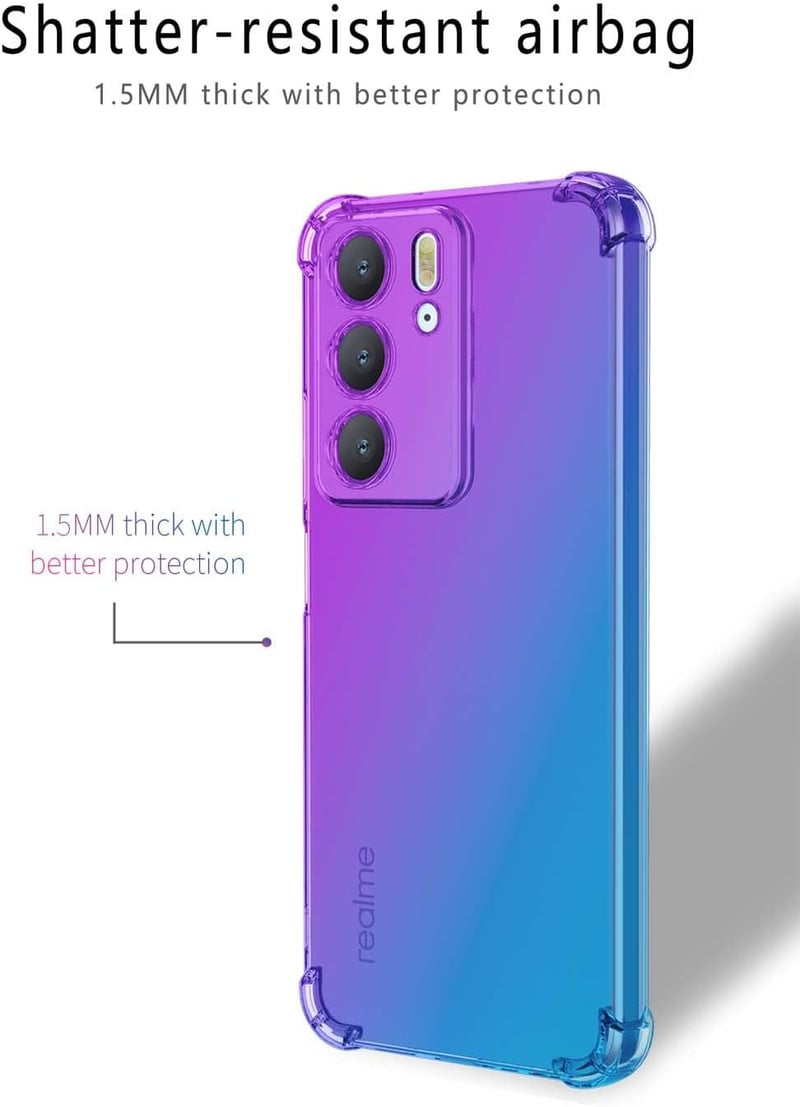 WBWONE Realme C75 4G átlátszó vékony TPU szilikon tok pink-lila színátmenettel, ütésálló védő bumper