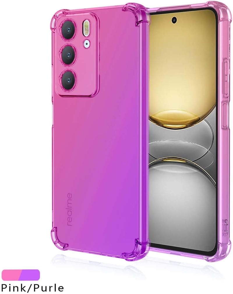 WBWONE Realme C75 4G átlátszó vékony TPU szilikon tok pink-lila színátmenettel, ütésálló védő bumper