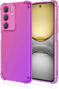 WBWONE Realme C75 4G átlátszó vékony TPU szilikon tok pink-lila színátmenettel, ütésálló védő bumper 1
