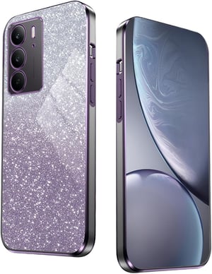WBWONE Realme C75 4G lila csillogó tok elektrolit peremmel ütésálló védő hátlap matricával