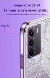 WBWONE Realme C75 4G lila csillogó tok elektrolit peremmel ütésálló védő hátlap matricával 4