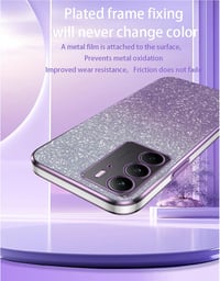 WBWONE Realme C75 4G lila csillogó tok elektrolit peremmel ütésálló védő hátlap matricával 6
