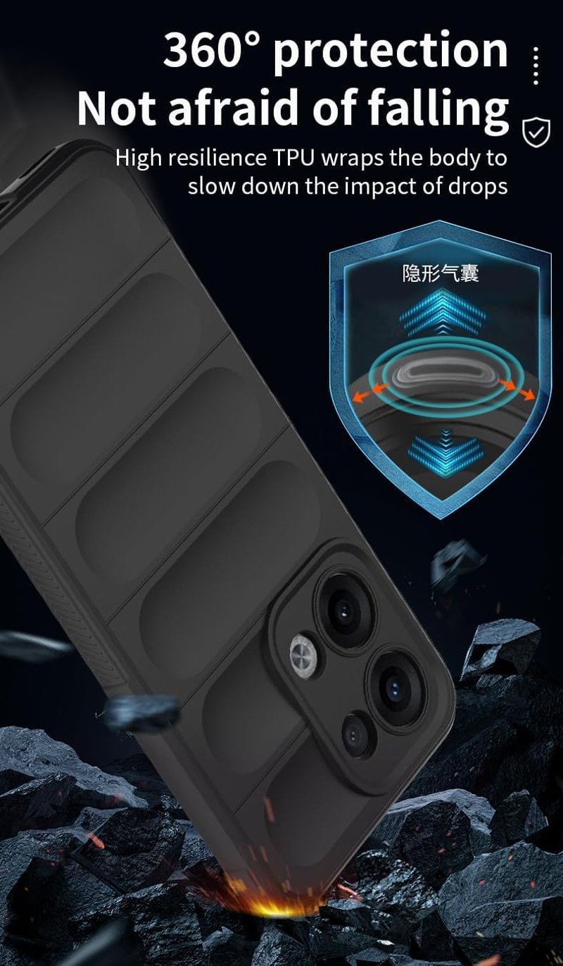 WBWONE Szilikon TPU tok Oppo Reno 13 5G-hez integrált szálas bolyhos felület Stealth Airbag sötétkék ütésálló védőtok