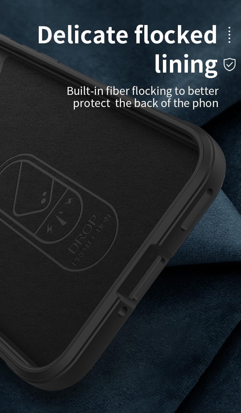 WBWONE Szilikon TPU tok Oppo Reno 13 5G-hez integrált szálas bolyhos felület Stealth Airbag sötétkék ütésálló védőtok