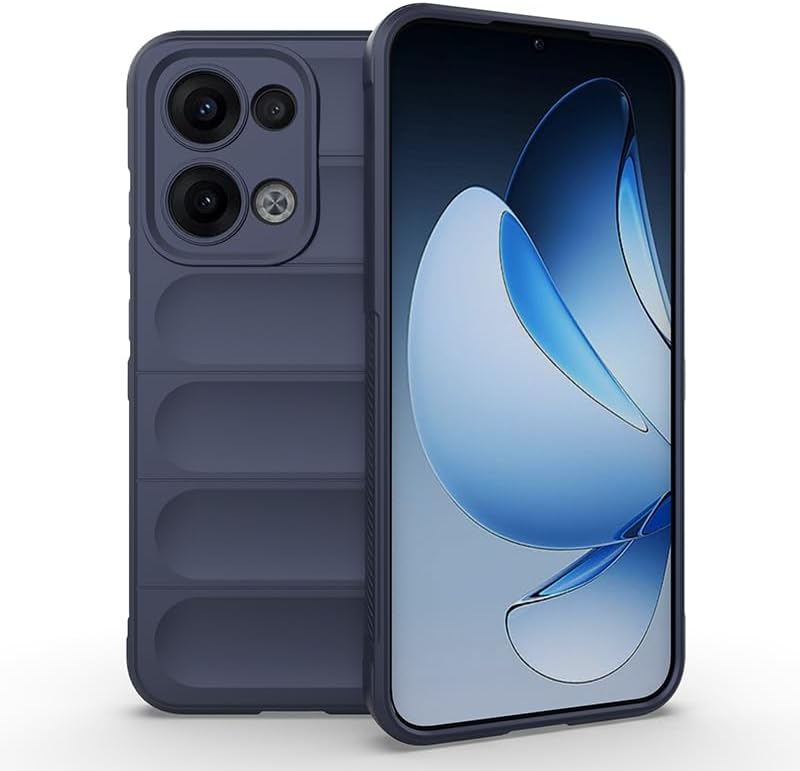 WBWONE Szilikon TPU tok Oppo Reno 13 5G-hez integrált szálas bolyhos felület Stealth Airbag sötétkék ütésálló védőtok