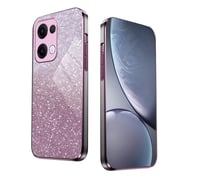 Puzdro WBWONE pre Oppo Reno 13 5G, s galvanizovaným okrajom a trblietavou nálepkou – ružové 1