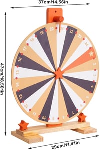 WDKXCN 37 cm-es Szerencsekerék 24 Rekesszel - Forgatható Játék Táblával és Filctollal - Fa Nyereménykerék Karneválokra, Partikra, Szójátékok 2
