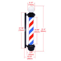 Stâlp de Barber rotativ clasic WDZD, 100 cm - Roșu-Alb-Albastru cu LED, pentru salon frizerie, montabil pe perete 2