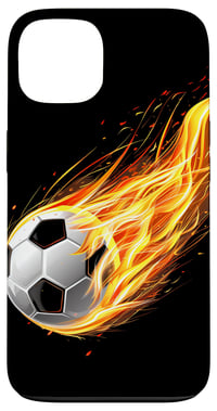 Husă de fotbal pentru iPhone 13 cu model de minge în flăcări, pentru copii și băieți, carcasă de protecție pentru fotbaliști 1