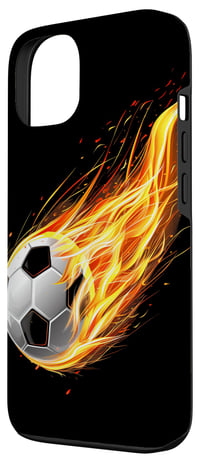 Husă de fotbal pentru iPhone 13 cu model de minge în flăcări, pentru copii și băieți, carcasă de protecție pentru fotbaliști 2