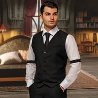 WEARXI Pánsky kostým v štýle 20. rokov, čierny – vesta, traky, klobúk, viazanka, vreckové hodinky, umelé fúzy – mafiánska karnevalová súprava na párty 3