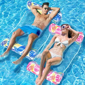 WEARXI Saltea gonflabilă pentru piscină XL, set 2 bucăți, 4 în 1 pentru adulți și copii