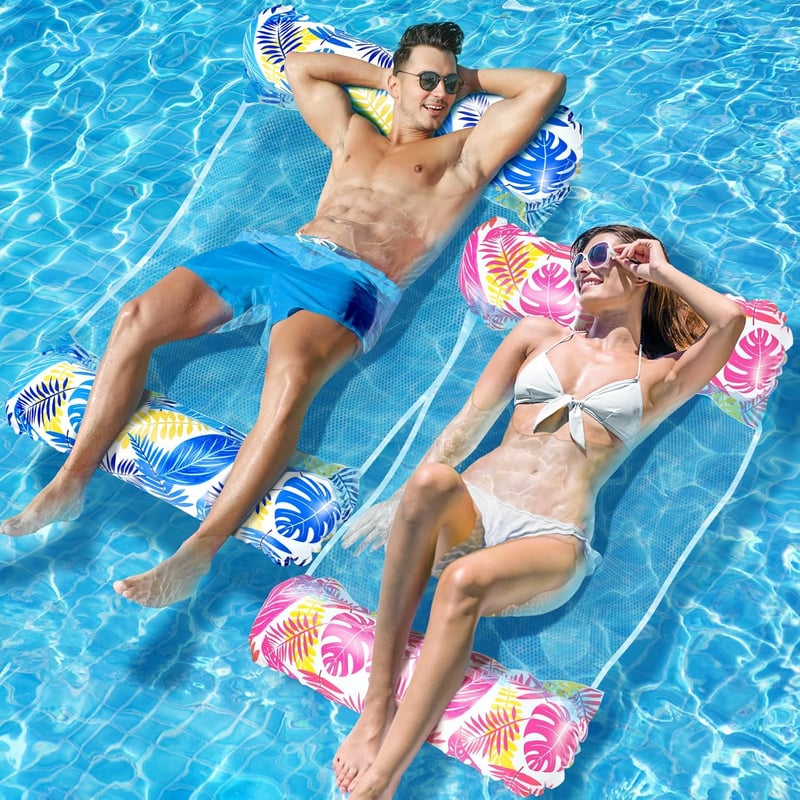 WEARXI Saltea gonflabilă pentru piscină XL, set 2 bucăți, 4 în 1 pentru adulți și copii