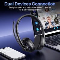 Weatwo Bluetooth Headset CVC8.0 Zajszűrő Dupla Mikrofonnal, 30+ Óra Beszédidő, Vezeték Nélküli Fülhallgató PC Mobil Irodai Használatra 6
