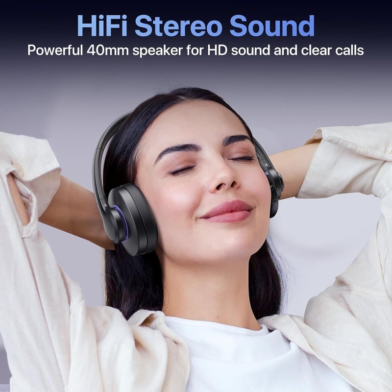 Weatwo Bluetooth Headset CVC8.0 Zajszűrő Dupla Mikrofonnal, 30+ Óra Beszédidő, Vezeték Nélküli Fülhallgató PC Mobil Irodai Használatra