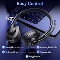 Weatwo Bluetooth Headset CVC8.0 Zajszűrő Dupla Mikrofonnal, 30+ Óra Beszédidő, Vezeték Nélküli Fülhallgató PC Mobil Irodai Használatra 8