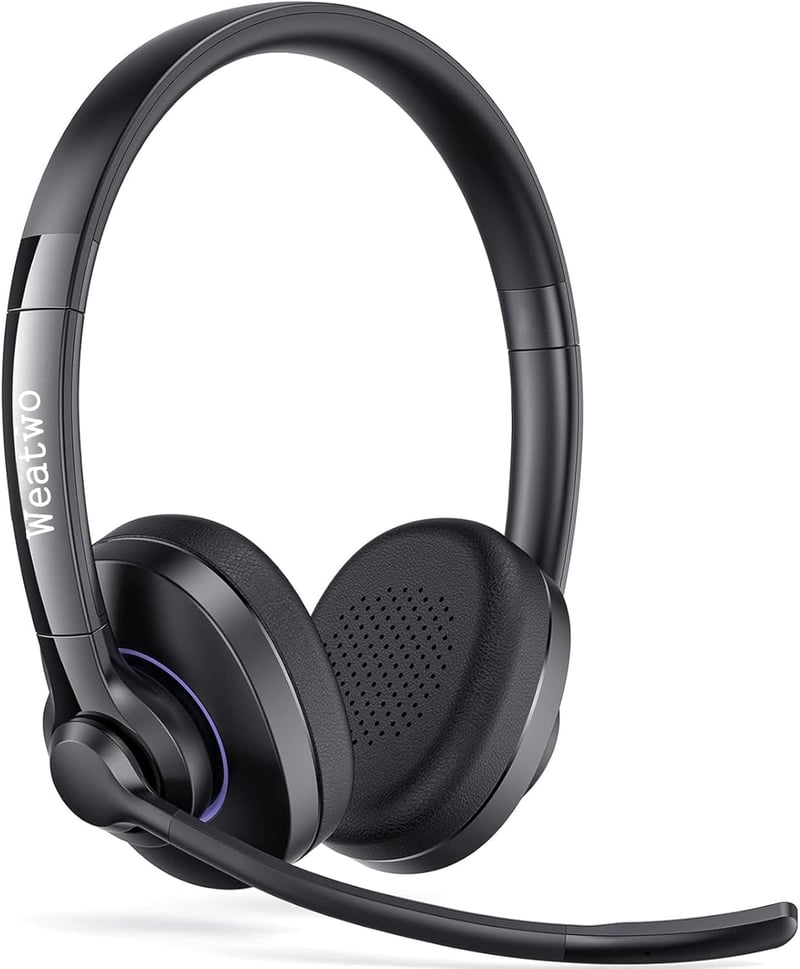Weatwo Bluetooth Headset CVC8.0 Zajszűrő Dupla Mikrofonnal, 30+ Óra Beszédidő, Vezeték Nélküli Fülhallgató PC Mobil Irodai Használatra