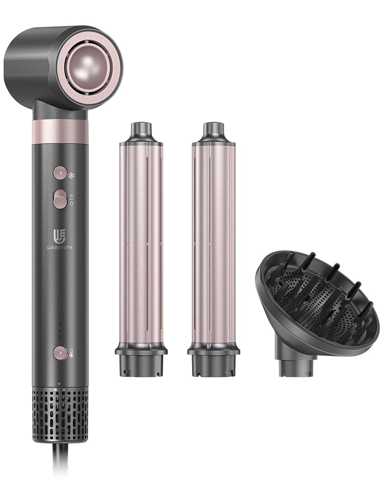 Webeauty 4 v 1 sada na úpravu vlasov Airstyler, fén na vlasy s 2 kulmami, ružová, 100-240 V