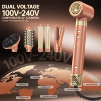 Webeauty 7 v 1 súprava na úpravu vlasov Mokka – 1400 W iónový sušič vlasov, automatická kulma, žehlička na vlasy, difuzér, 500 miliónov záporných iónov, duálne napätie 2