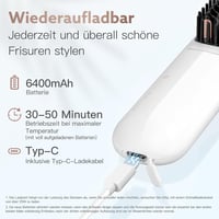 webeauty Vezeték nélküli 200 millió negatív ionos hajkiegyenesítő kefe mini, tölthető, USB-C kábellel, fehér 3