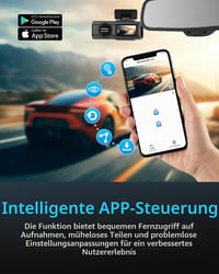 Cameră auto de bord WeBeqer WiFi față-spate, 4K + 1080P, Mini 1,47 inch, unghi vizual 170° + 140°, vedere nocturnă, WDR, senzor G, înregistrare în buclă, card SD de 64 GB 2