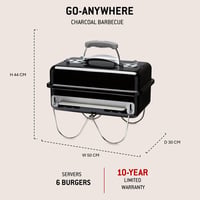Prenosný gril na drevené uhlie Weber Go-Anywhere s poklopom, skladacími nohami, porcelánom smaltovanou nádobou, reguláciou prúdenia vzduchu, na kempovanie 3