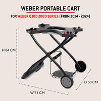 Skladací pojazdný vozík Weber pre plynové grily radu Q 1000 a Q 2000 – kovová rukoväť, kolieska, 63,5 x 53,5 x 71,5 cm 2