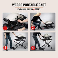 Skladací pojazdný vozík Weber pre plynové grily radu Q 1000 a Q 2000 – kovová rukoväť, kolieska, 63,5 x 53,5 x 71,5 cm 6