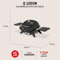 Plynový gril Weber Q 1200N s bočnými stolíkmi – prenosný záhradný gril 5
