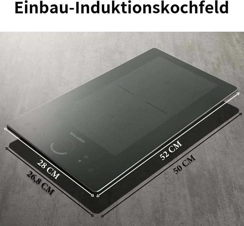 Weceleh 2 égős beépíthető indukciós főzőlap, érintésvezérlés, gyerekzár, 28cm, 3500W