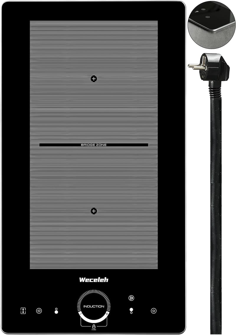 Weceleh 2 égős beépíthető indukciós főzőlap, érintésvezérlés, gyerekzár, 28cm, 3500W