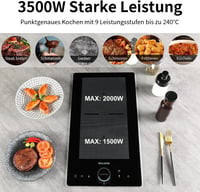 Weceleh 2 égős beépíthető indukciós főzőlap, érintésvezérlés, gyerekzár, 28cm, 3500W 4