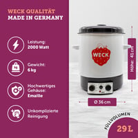 Zavárací hrniec Weck WAT 15, smaltovaný, 29 litrov, s časovačom, 2000 W, čierny 2