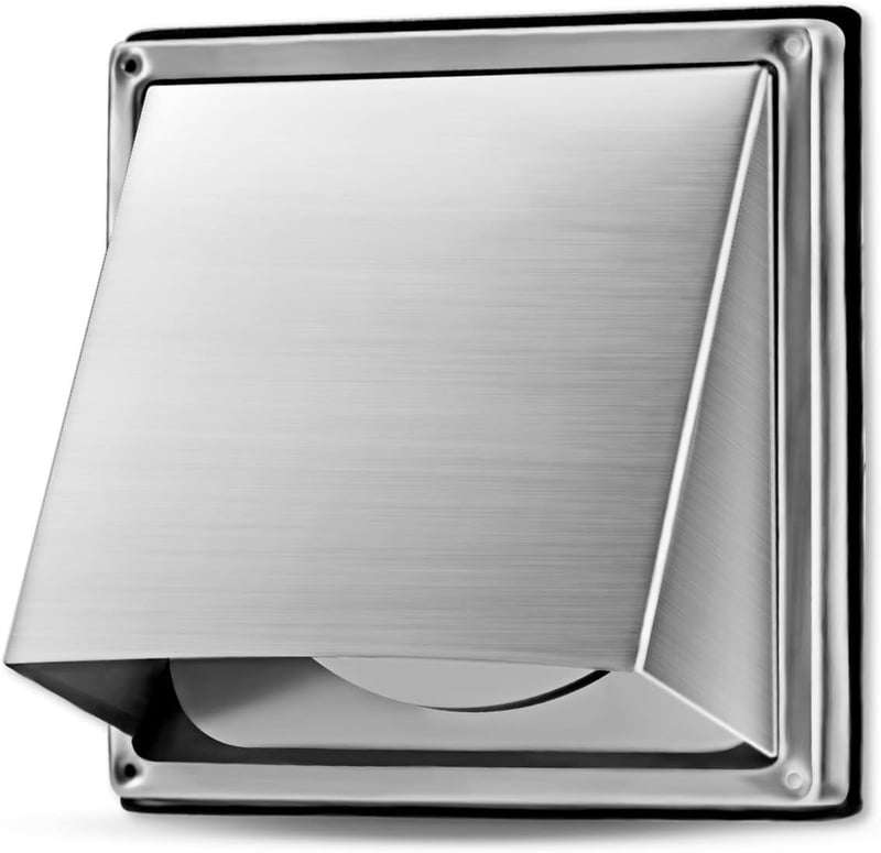 WeCooper 100 mm Rozsdamentes Acél Szellőzőrács - Időjárásálló Lamellás Szellőzőnyílás Elszívóhoz, Ezüst Színben