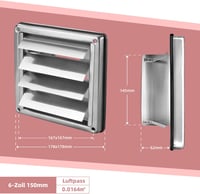 WeCooper Rozsdamentes Acél Szellőzőrács 150 mm - Állítható Lamellákkal, Időjárásálló Ezüst Szellőztető Nyílás Fürdőszobába, Konyhába 5
